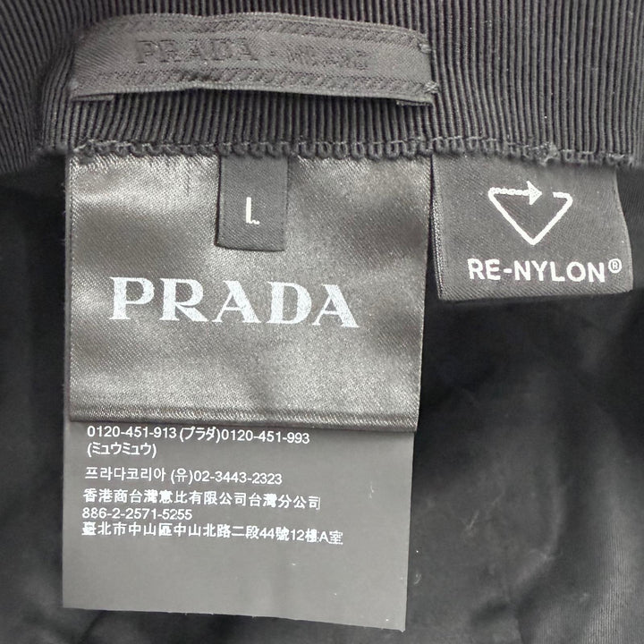 美品▼PRADA プラダ 2HC274 ナイロン RE-NYLON ロゴ刺繍 帽子 ベースボールキャップ ブラック L イタリア製 正規品 メンズ ユニセックス