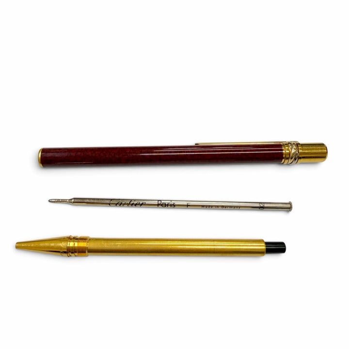 良品▼Cartier カルティエ ヴィンテージ マスト ドゥ カルティエ トリニティ マーブル柄 ツイスト式 ボールペン ボルドー 筆記確認済み