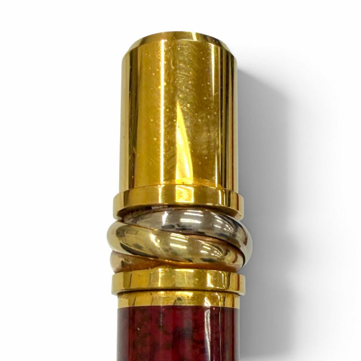 良品▼Cartier カルティエ ヴィンテージ マスト ドゥ カルティエ トリニティ マーブル柄 ツイスト式 ボールペン ボルドー 筆記確認済み