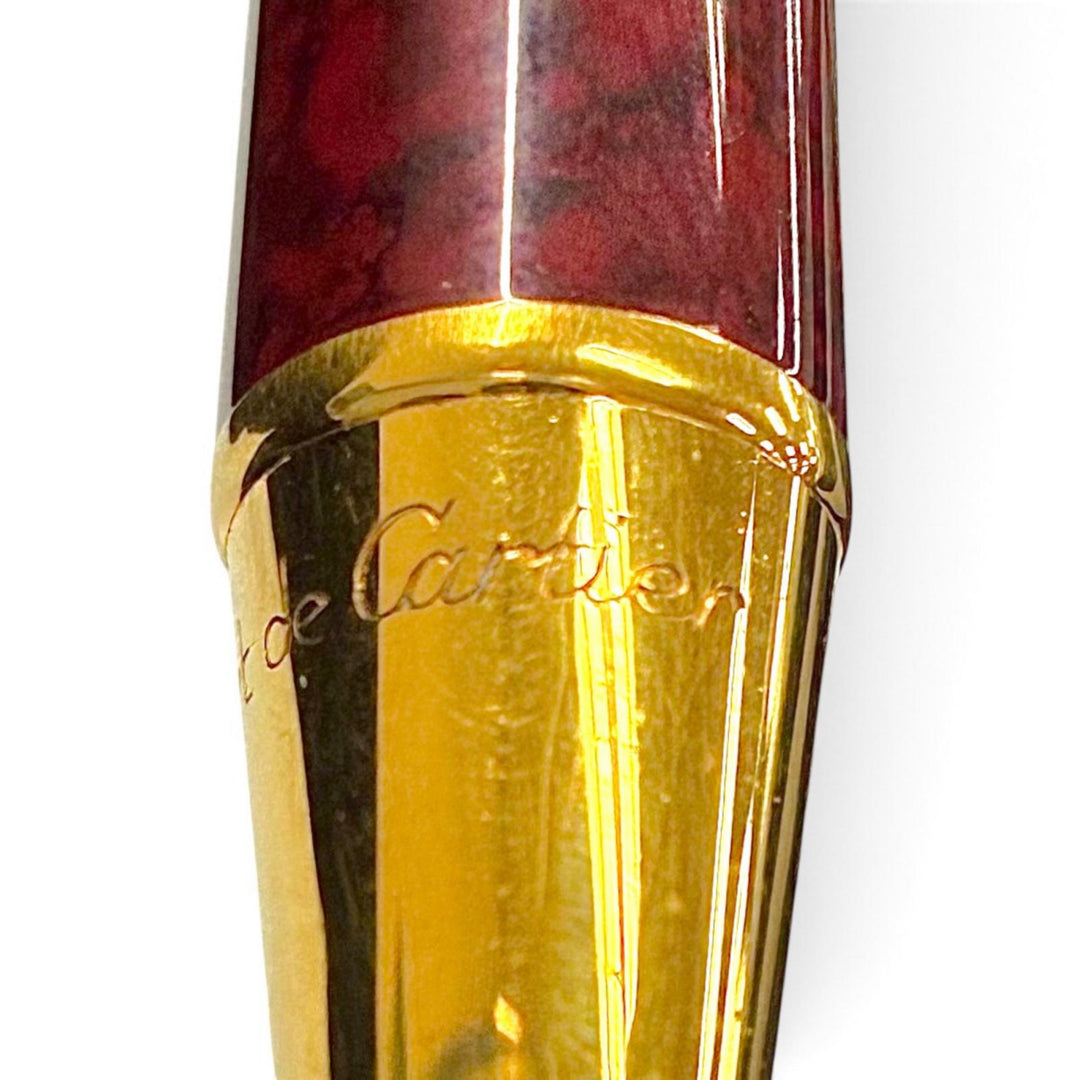 良品▼Cartier カルティエ ヴィンテージ マスト ドゥ カルティエ トリニティ マーブル柄 ツイスト式 ボールペン ボルドー 筆記確認済み