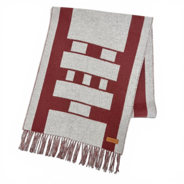 未使用品△HERMES エルメス マフラー コンクール カシミヤ100％ グリ クレール シネ ルージュH 現行品 2025年12月購入 定価162800円 箱付
