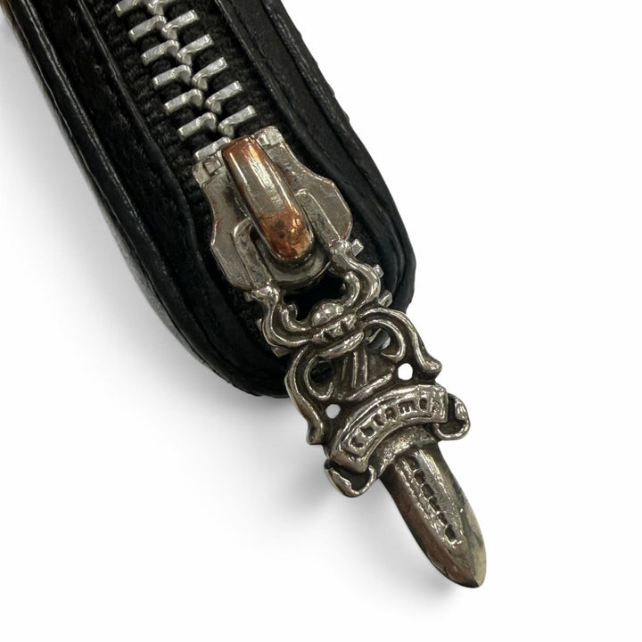 良品▼CHROME HEARTS クロムハーツ REC F 3PTCH/REC-F ZIP レザー 3セメタリークロスパッチ ラウンドファスナー ロングウォレット 長財布