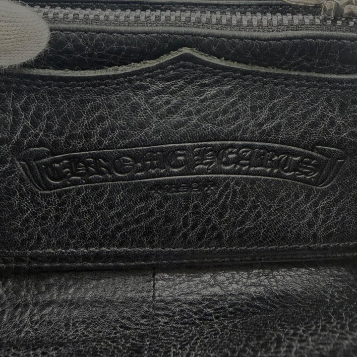 良品▼CHROME HEARTS クロムハーツ REC F 3PTCH/REC-F ZIP レザー 3セメタリークロスパッチ ラウンドファスナー ロングウォレット 長財布