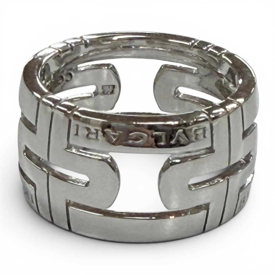 極美品▼BVLGARI ブルガリ AN853974 パレンテシ 750(WG) リング 指輪 シルバー 55 (JP14号) イタリア製 重量10.78g メンズ レディース