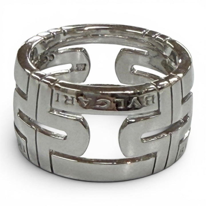 極美品▼BVLGARI ブルガリ AN853974 パレンテシ 750(WG) リング 指輪 シルバー 55 (JP14号) イタリア製 重量10.78g メンズ レディース