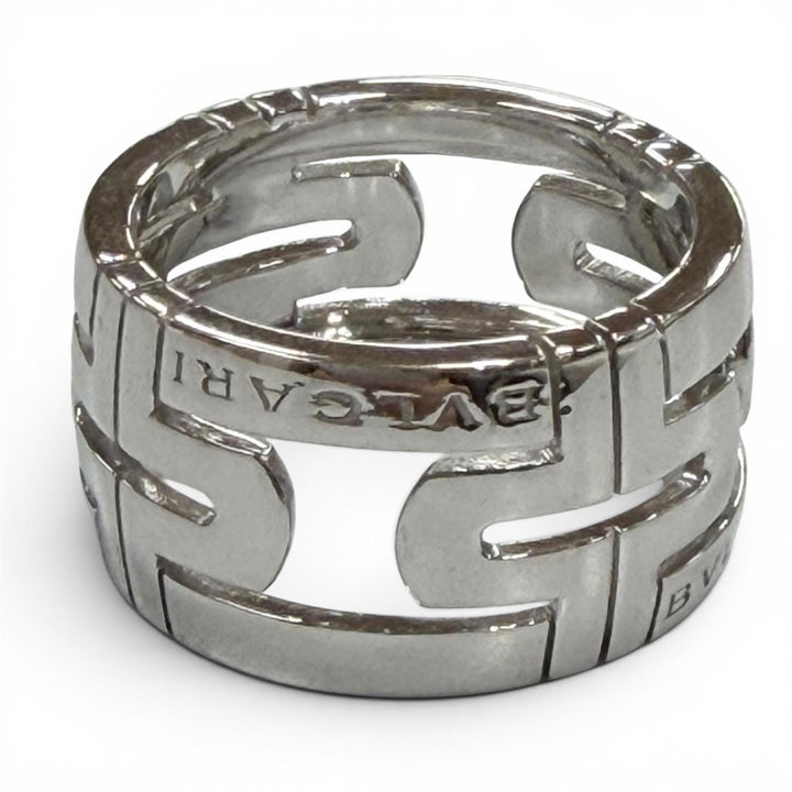 極美品▼BVLGARI ブルガリ AN853974 パレンテシ 750(WG) リング 指輪 シルバー 55 (JP14号) イタリア製 重量10.78g メンズ レディース
