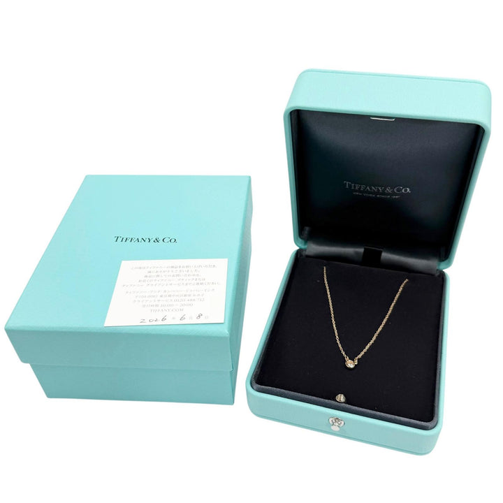 極美品▼TIFFANY&amp;Co. ティファニー バイザヤード 750(PG) 1Pダイヤモンド 約0.14ct 26年6月購入 ネックレス ゴールド 重量2.3g 箱付き