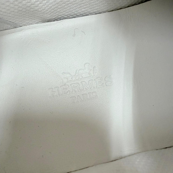 美品☆HERMES エルメス ドライブ スウェードレザー ナイロンキャンバス ローカットスニーカー ホワイト 35.5 イタリア製 レディース