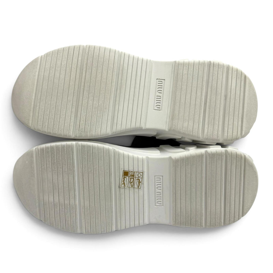 美品★GUCCI グッチ 795453 リウェブ ビジュー付 シェリーライン レザー スニーカー ホワイト 37 イタリア製 レディース 保存袋付き