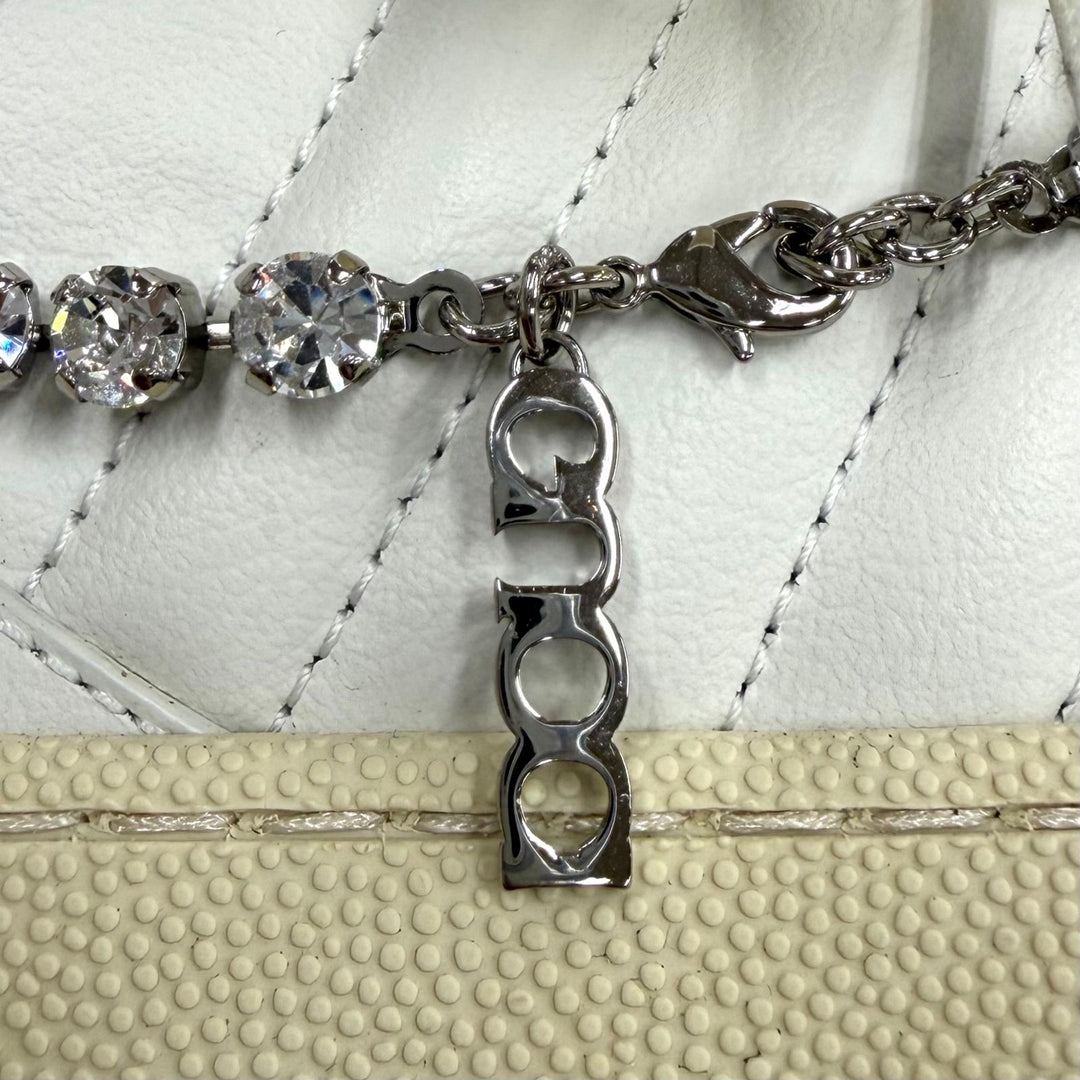 美品★GUCCI グッチ 795453 リウェブ ビジュー付 シェリーライン レザー スニーカー ホワイト 37 イタリア製 レディース 保存袋付き