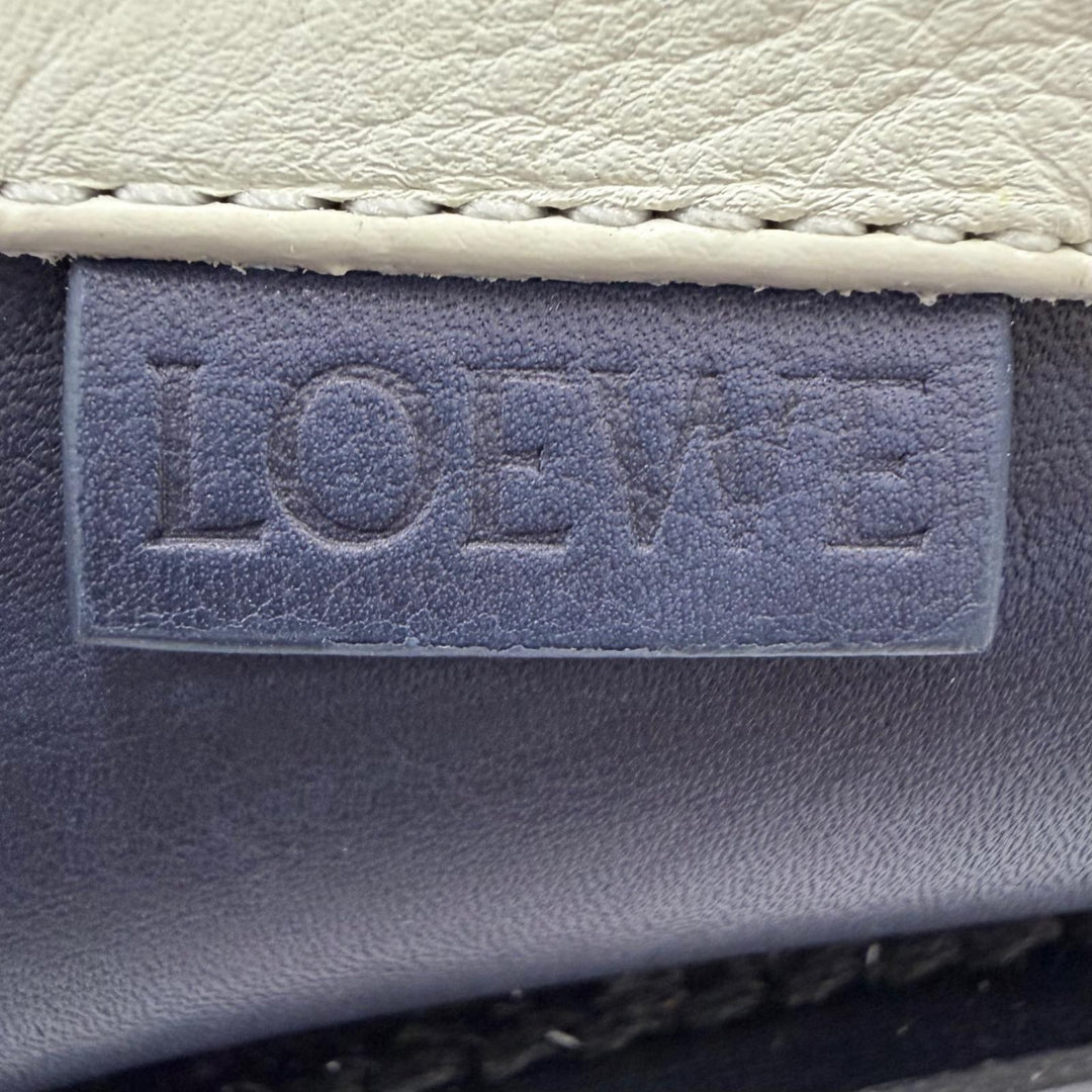 美品☆LOEWE ロエベ カンポ ロゴ刻印 レザー ボートシューズ デッキシューズ ネイビー アイボリー 39 イタリア製 レディース