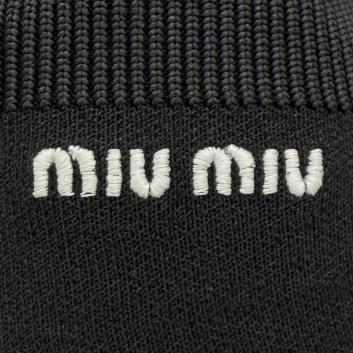 美品★MIUMIU ミュウミュウ 5T664C ロゴ刺繍入り ニット ソックス ハイトップ スニーカー ブラック 37 イタリア製 レディース 箱付き
