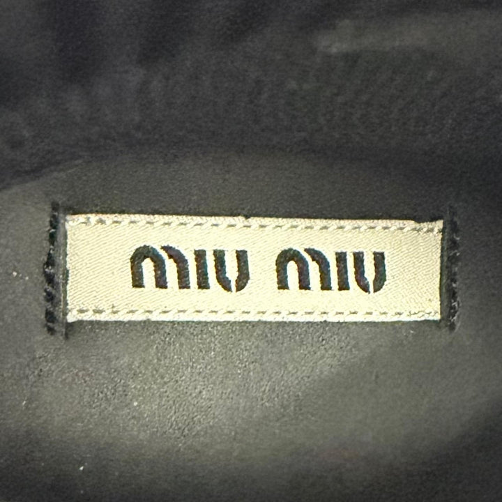 美品★MIUMIU ミュウミュウ 5T664C ロゴ刺繍入り ニット ソックス ハイトップ スニーカー ブラック 37 イタリア製 レディース 箱付き
