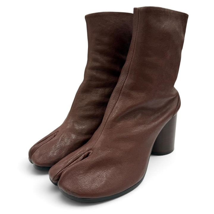 美品☆Maison Margiela 22 メゾンマルジェラ22 S58WU0260 TABI タビ レザー ショートブーツ ブラウン 36 イタリア製 箱・保存袋付き