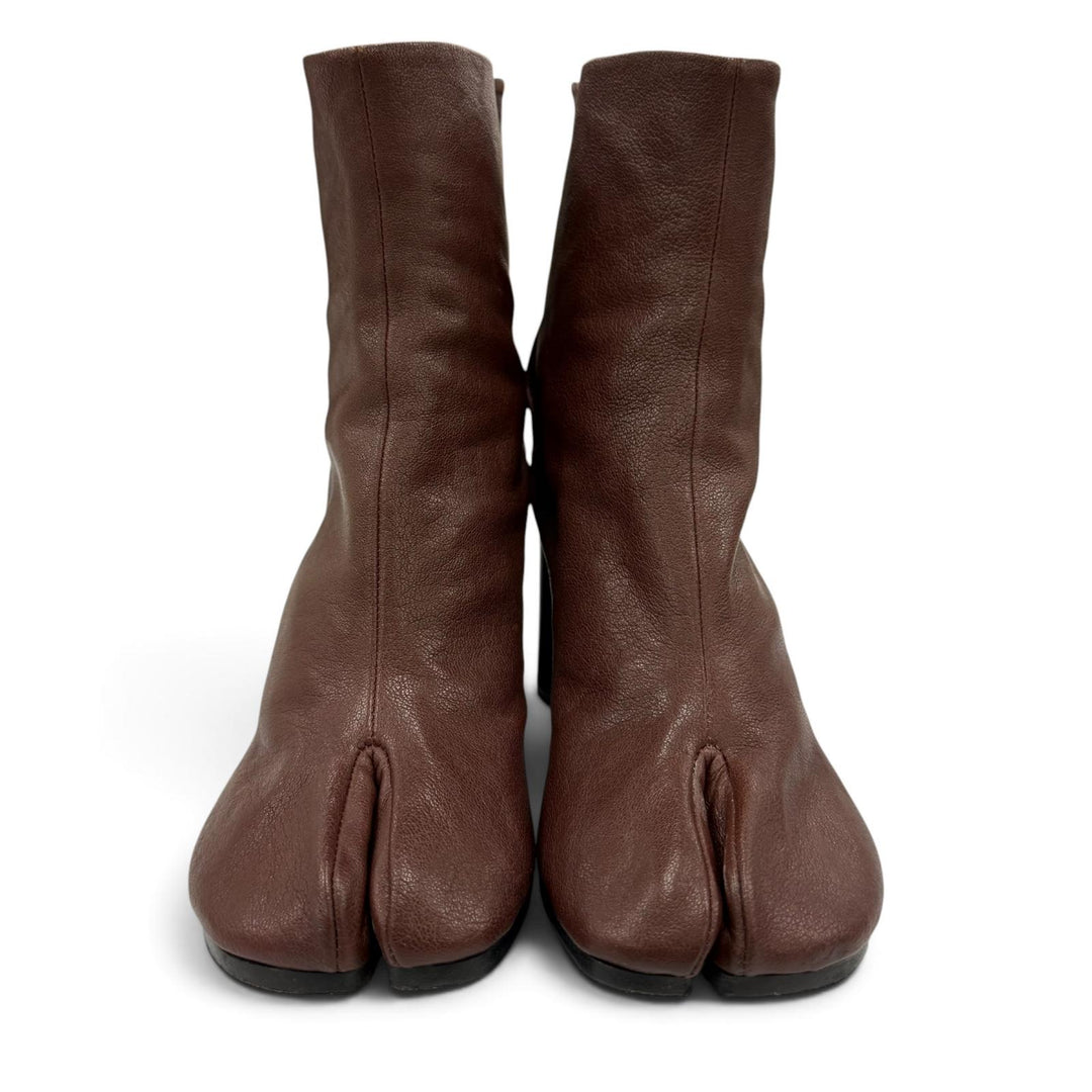 美品☆Maison Margiela 22 メゾンマルジェラ22 S58WU0260 TABI タビ レザー ショートブーツ ブラウン 36 イタリア製 箱・保存袋付き