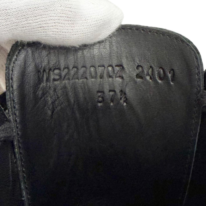 美品△HERMES エルメス 222070Z ファンク シルバー金具 ケリーバックル レースアップ レザー アンクルブーツ ショートブーツ 黒 37.5