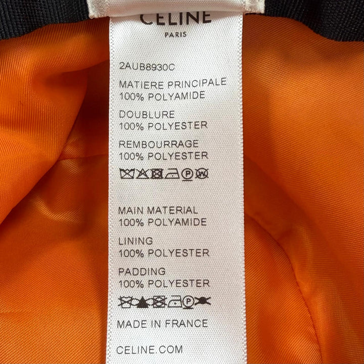 美品▼CELINE セリーヌ 2AUB8930C ロゴプリント キルティング 中綿 帽子 バケット ハット ブラック オレンジ M フランス製 正規品 メンズ
