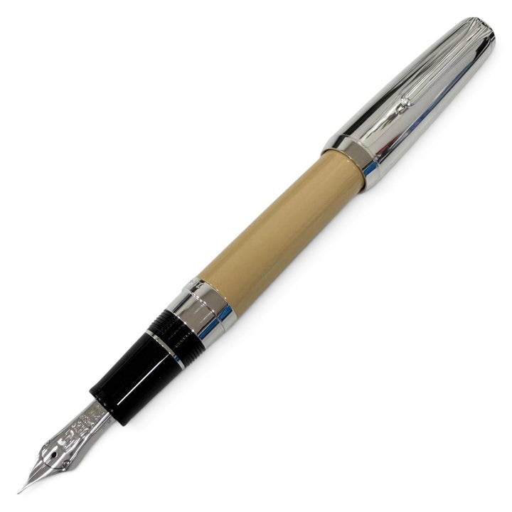 美品□DAKS ダックス シンプソン ペン先21K H-Mニブ(中字) 115周年記念モデル 2009年限定品 キャップ式 万年筆 シルバー ベージュ メンズ