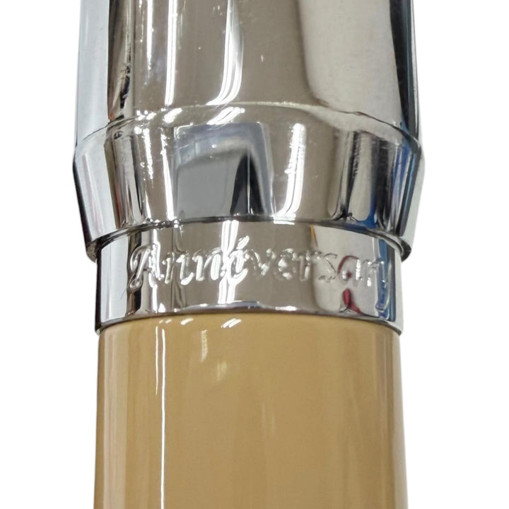 美品□DAKS ダックス シンプソン ペン先21K H-Mニブ(中字) 115周年記念モデル 2009年限定品 キャップ式 万年筆 シルバー ベージュ メンズ