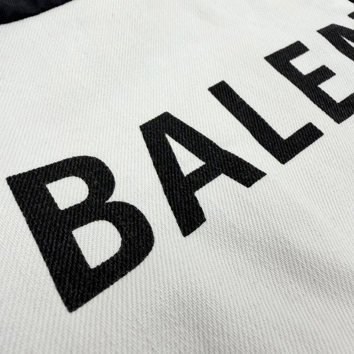美品▼BALENCIAGA バレンシアガ 529213 ロゴプリント デニム切替 オーバーサイズ ZIPUP ポプリンシャツ トラックジャケット 34 正規品