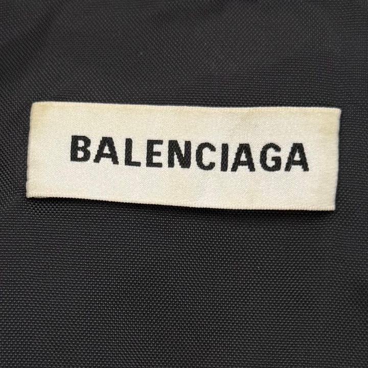 美品▼BALENCIAGA バレンシアガ 529213 ロゴプリント デニム切替 オーバーサイズ ZIPUP ポプリンシャツ トラックジャケット 34 正規品