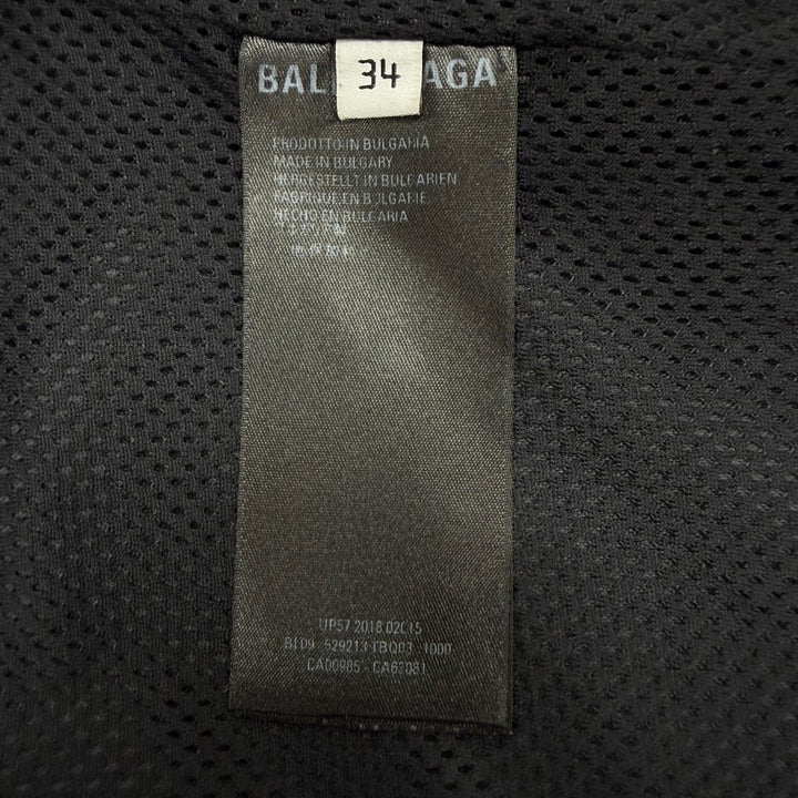 美品▼BALENCIAGA バレンシアガ 529213 ロゴプリント デニム切替 オーバーサイズ ZIPUP ポプリンシャツ トラックジャケット 34 正規品