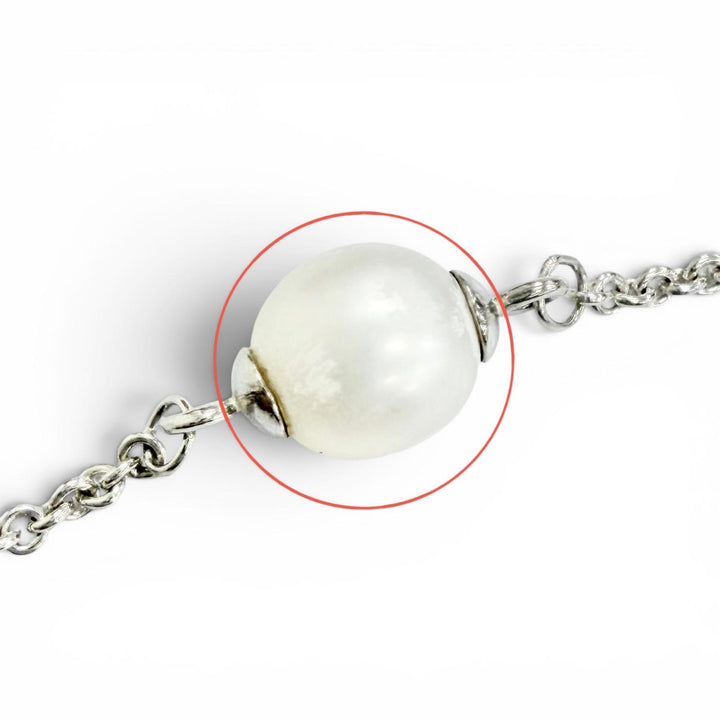 美品△TIFFANY&amp;Co. ティファニー スクエア アンカーチェーン フレッシュウォーターパール ブレスレット 925 重量5.2g レディース