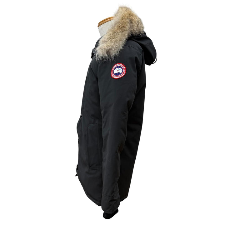 美品▼CANADA GOOSE カナダグース 3438JM Jasper Parka ロゴワッペン ファー フーデッド ダウンジャケット S サザビーリーグ 国内正規品