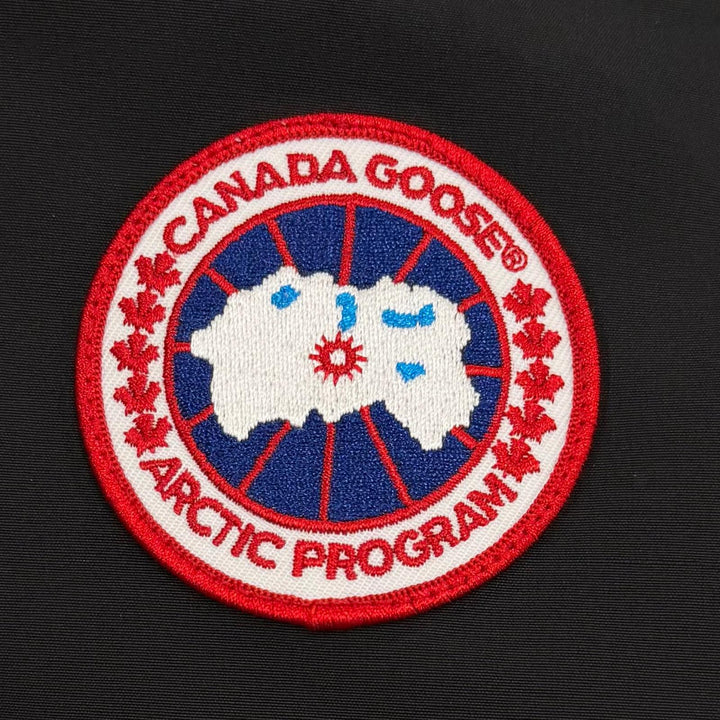 美品▼CANADA GOOSE カナダグース 3438JM Jasper Parka ロゴワッペン ファー フーデッド ダウンジャケット S サザビーリーグ 国内正規品