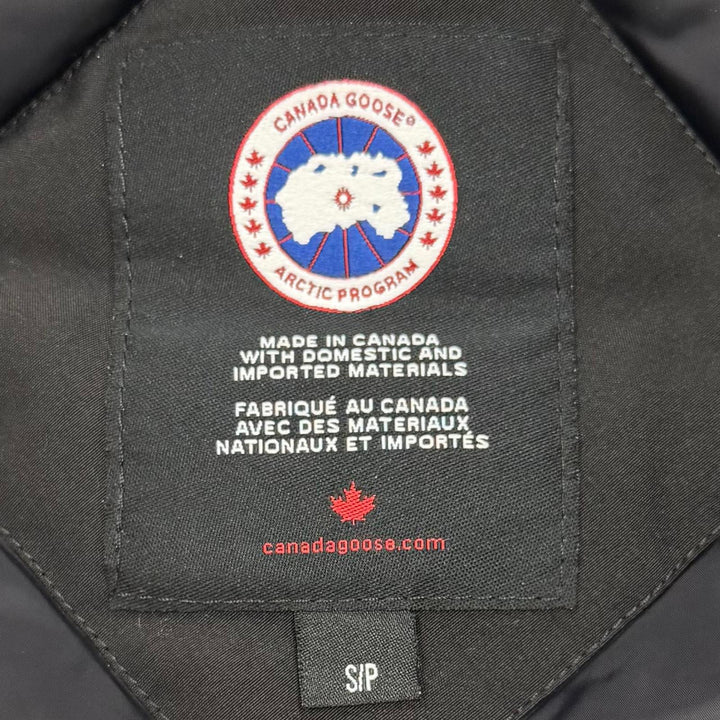 美品▼CANADA GOOSE カナダグース 3438JM Jasper Parka ロゴワッペン ファー フーデッド ダウンジャケット S サザビーリーグ 国内正規品
