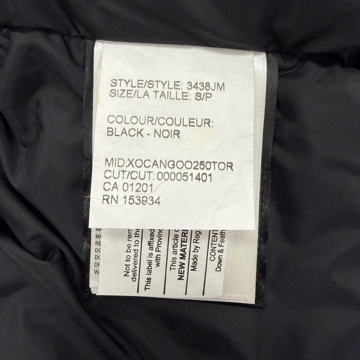 美品▼CANADA GOOSE カナダグース 3438JM Jasper Parka ロゴワッペン ファー フーデッド ダウンジャケット S サザビーリーグ 国内正規品