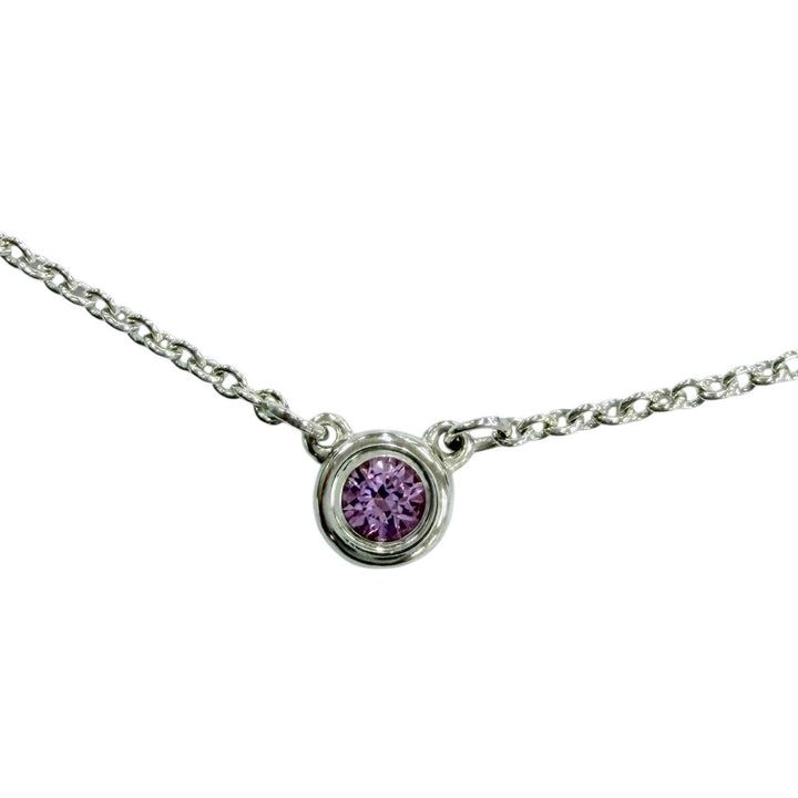 極美品☆TIFFANY&amp;Co. ティファニー エルサペレッティ カラーバイザヤード ピンクサファイア AG925 ネックレス シルバー ピンク 重量1.65g