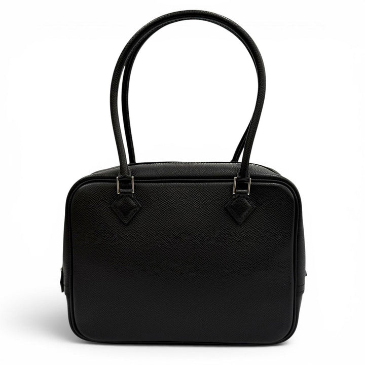 極美品★HERMES エルメス プリュム ミニ 20 ブラック ヴォーエプソン シルバー金具 ロゴZIP ハンドバッグ □M刻印 フランス製 レディース