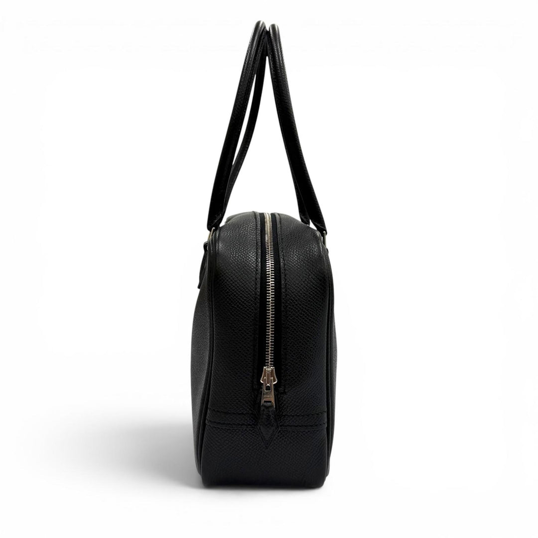 極美品★HERMES エルメス プリュム ミニ 20 ブラック ヴォーエプソン シルバー金具 ロゴZIP ハンドバッグ □M刻印 フランス製 レディース