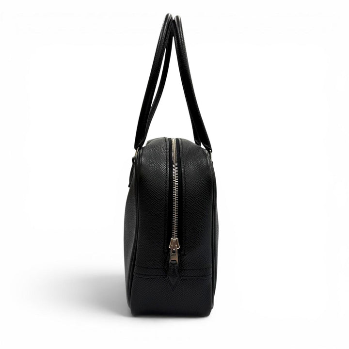極美品★HERMES エルメス プリュム ミニ 20 ブラック ヴォーエプソン シルバー金具 ロゴZIP ハンドバッグ □M刻印 フランス製 レディース