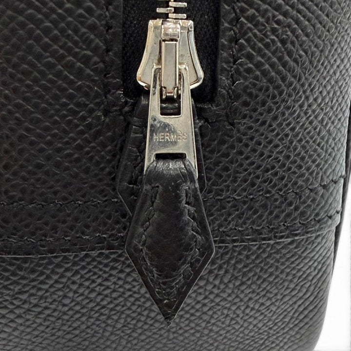 極美品★HERMES エルメス プリュム ミニ 20 ブラック ヴォーエプソン シルバー金具 ロゴZIP ハンドバッグ □M刻印 フランス製 レディース