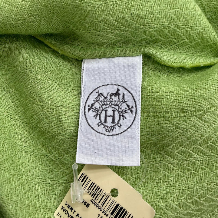 極美品☆HERMES エルメス エクスリブリス カシミヤ シルク カシシル 大判ストール ショール ライトグリーン フランス製 レディース