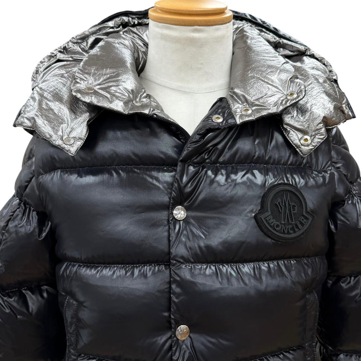 極美品□MONCLER モンクレール TARNOS GIUBBOTTO ロゴワッペン 2WAY ダウンジャケット ダウンベスト ブラック シルバー 0 国内正規品