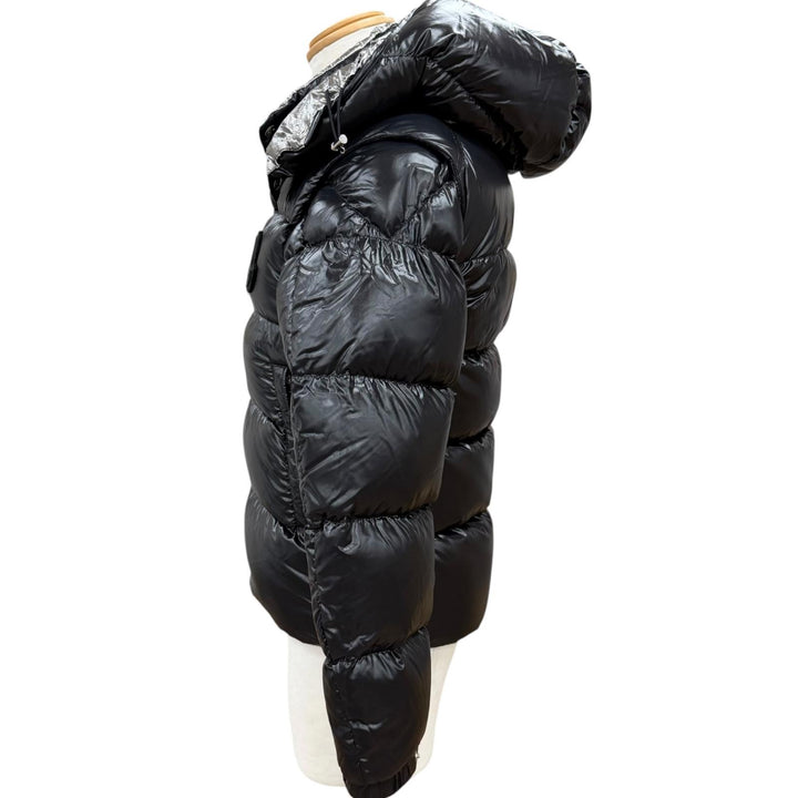 極美品□MONCLER モンクレール TARNOS GIUBBOTTO ロゴワッペン 2WAY ダウンジャケット ダウンベスト ブラック シルバー 0 国内正規品