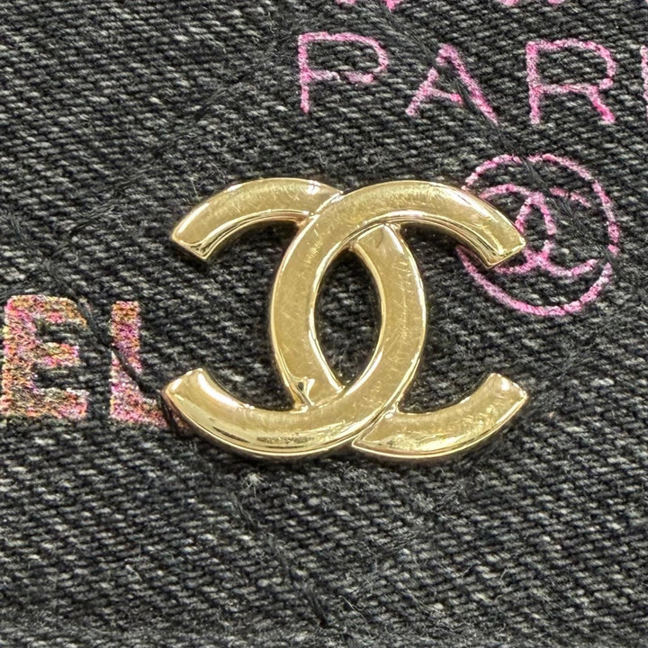 極美品★CHANEL シャネル ココマーク ミニマトラッセ デニム レザーチェーン フリンジ バッグ ショルダーバッグ ブラック 箱・保存袋付