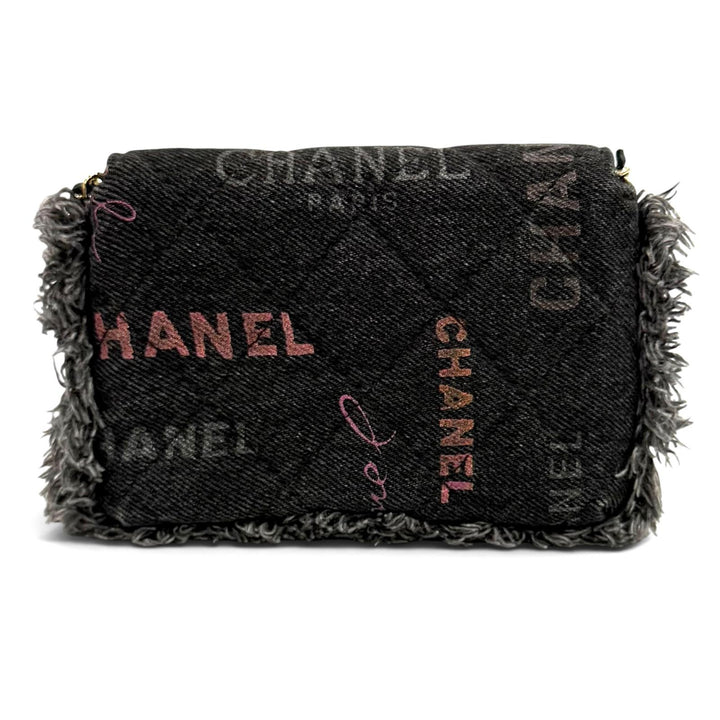 極美品★CHANEL シャネル ココマーク ミニマトラッセ デニム レザーチェーン フリンジ バッグ ショルダーバッグ ブラック 箱・保存袋付