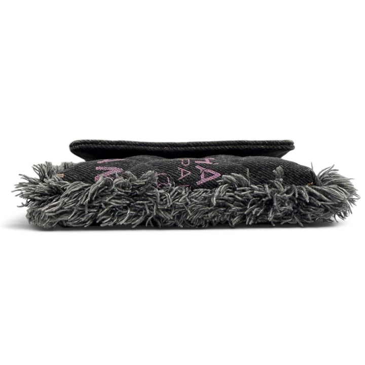 極美品★CHANEL シャネル ココマーク ミニマトラッセ デニム レザーチェーン フリンジ バッグ ショルダーバッグ ブラック 箱・保存袋付