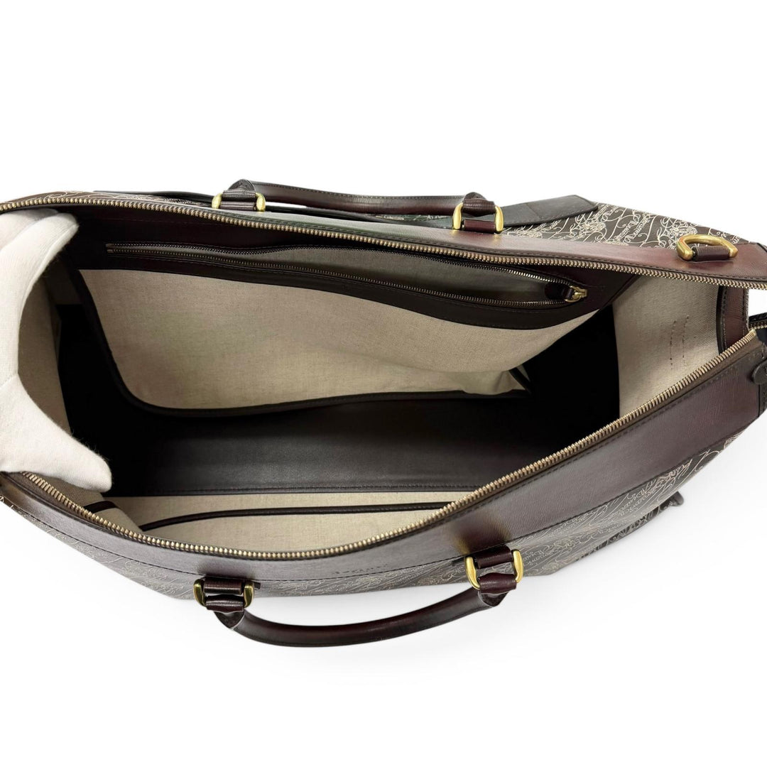 極美品□Berluti ベルルッティ トワルマルブフ レザー カリグラフィ スクリット 総柄 2WAY ショルダーバッグ ボストンバッグ ボルドー 伊製