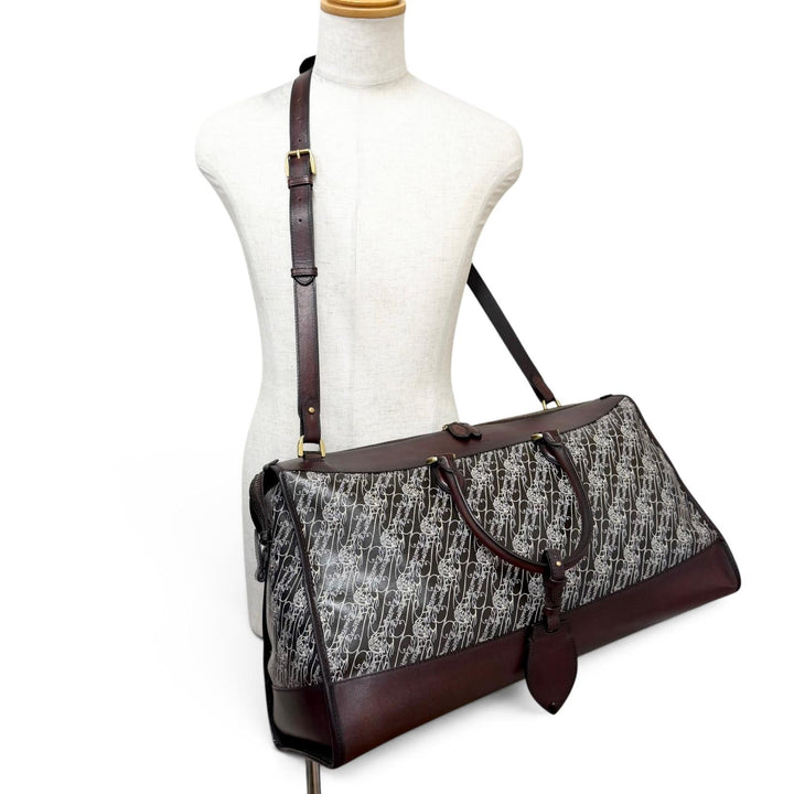 極美品□Berluti ベルルッティ トワルマルブフ レザー カリグラフィ スクリット 総柄 2WAY ショルダーバッグ ボストンバッグ ボルドー 伊製