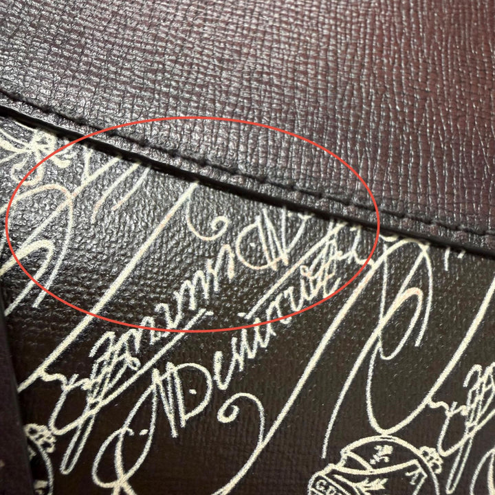 極美品□Berluti ベルルッティ トワルマルブフ レザー カリグラフィ スクリット 総柄 2WAY ショルダーバッグ ボストンバッグ ボルドー 伊製