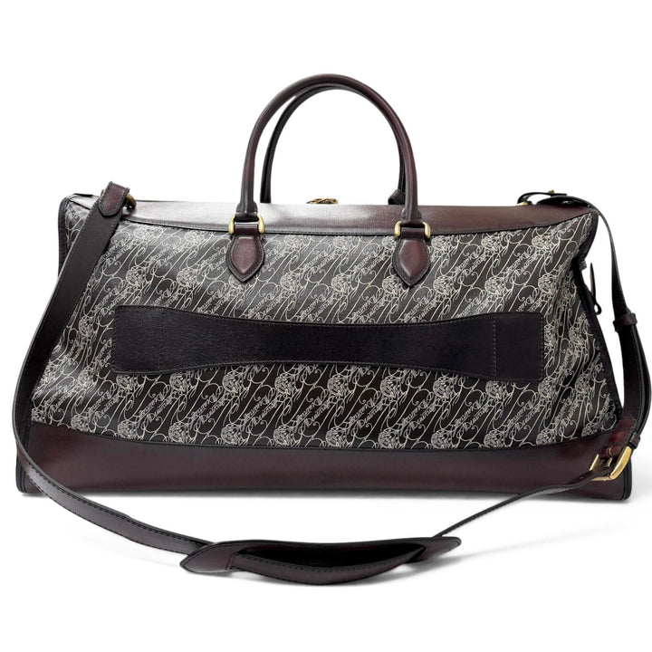 極美品□Berluti ベルルッティ トワルマルブフ レザー カリグラフィ スクリット 総柄 2WAY ショルダーバッグ ボストンバッグ ボルドー 伊製