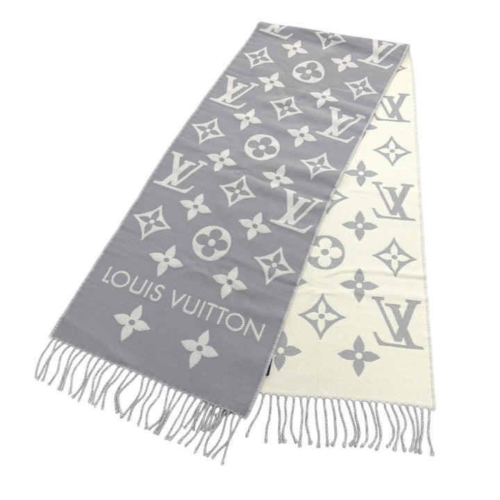 極美品★LOUIS VUITTON ルイヴィトン M77727 マフラー LV エセンシャル ウール100％ グリクレール モノグラム 170cm×34cm 正規品 箱付