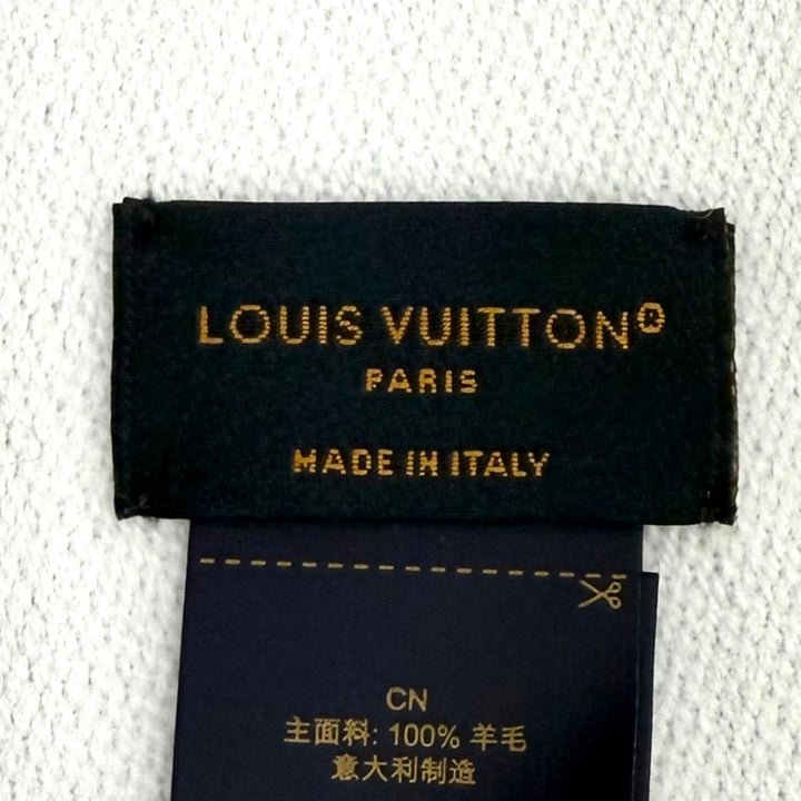 極美品★LOUIS VUITTON ルイヴィトン M77727 マフラー LV エセンシャル ウール100％ グリクレール モノグラム 170cm×34cm 正規品 箱付