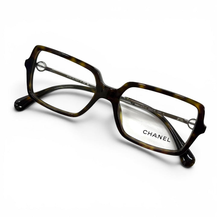 極美品★CHANEL シャネル 3487 レクタングルシェイプオプティカル べっ甲柄 メガネ 眼鏡 アイウェア ブラウン 53□16 140 伊製 箱付き