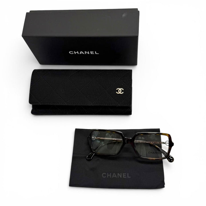 極美品★CHANEL シャネル 3487 レクタングルシェイプオプティカル べっ甲柄 メガネ 眼鏡 アイウェア ブラウン 53□16 140 伊製 箱付き